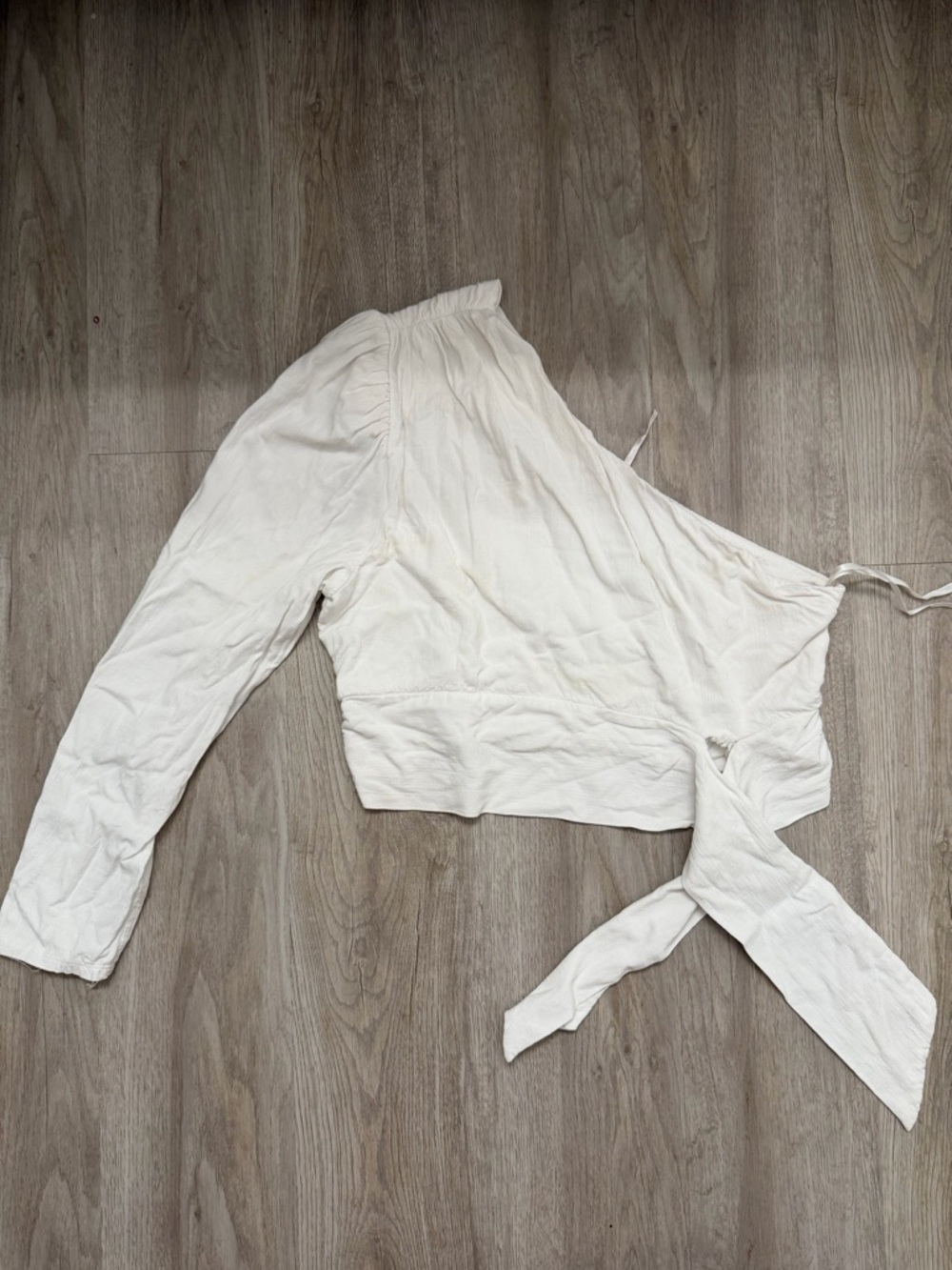 Free People One-Shoulder Tie-Waist Top in Ivory